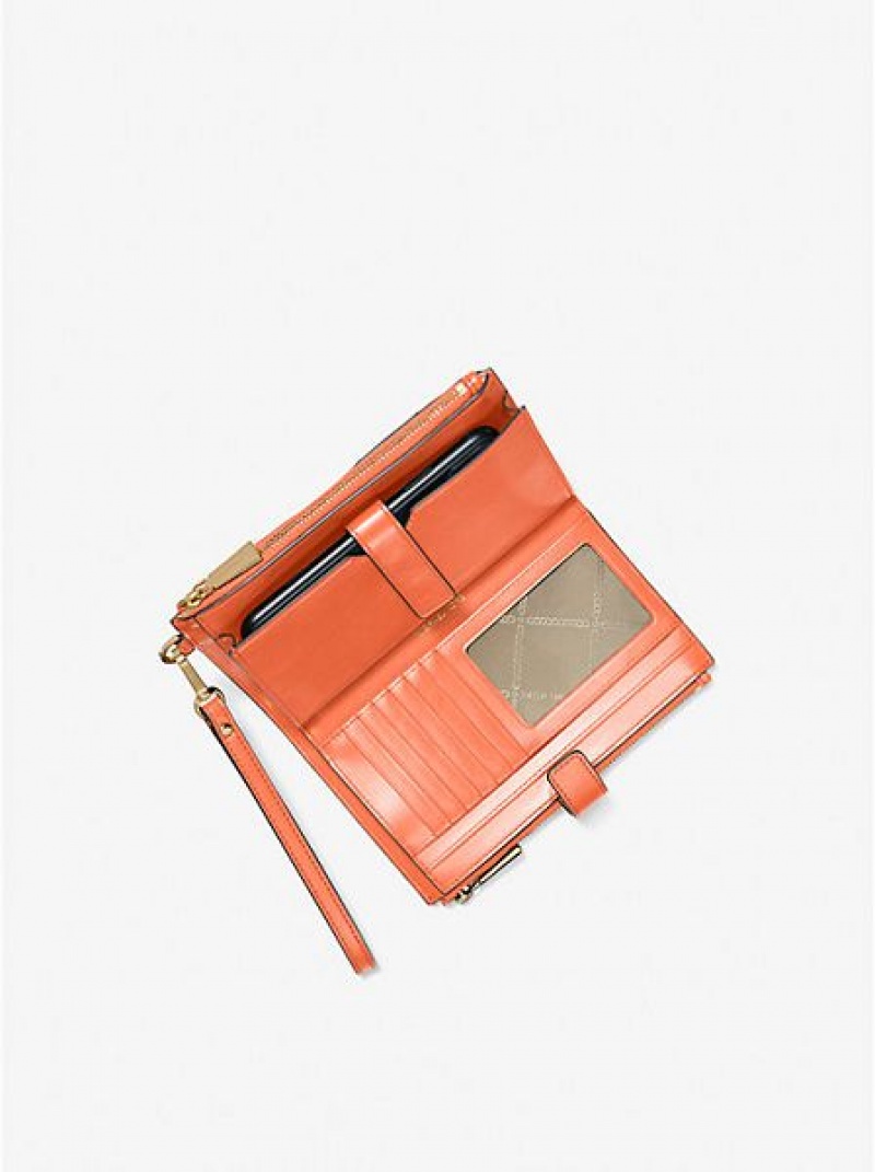 Carteiras Michael Kors Adele Woven Couro Smartphone Laranja | 349176-NUL