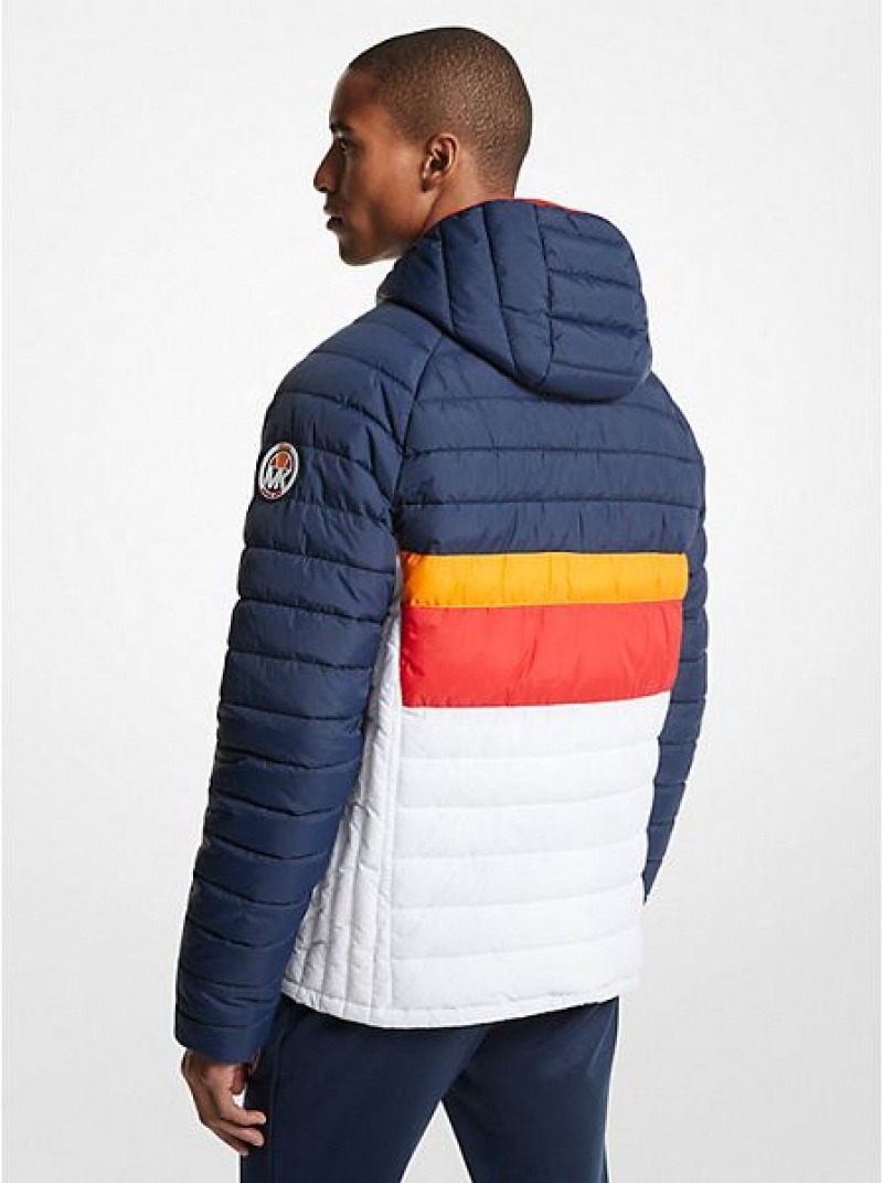 Casaco Michael Kors Mk X Ellesse Breckenridge Color-blocked Acolchoado Nylon Puffer Multicoloridas | 360718-MKO