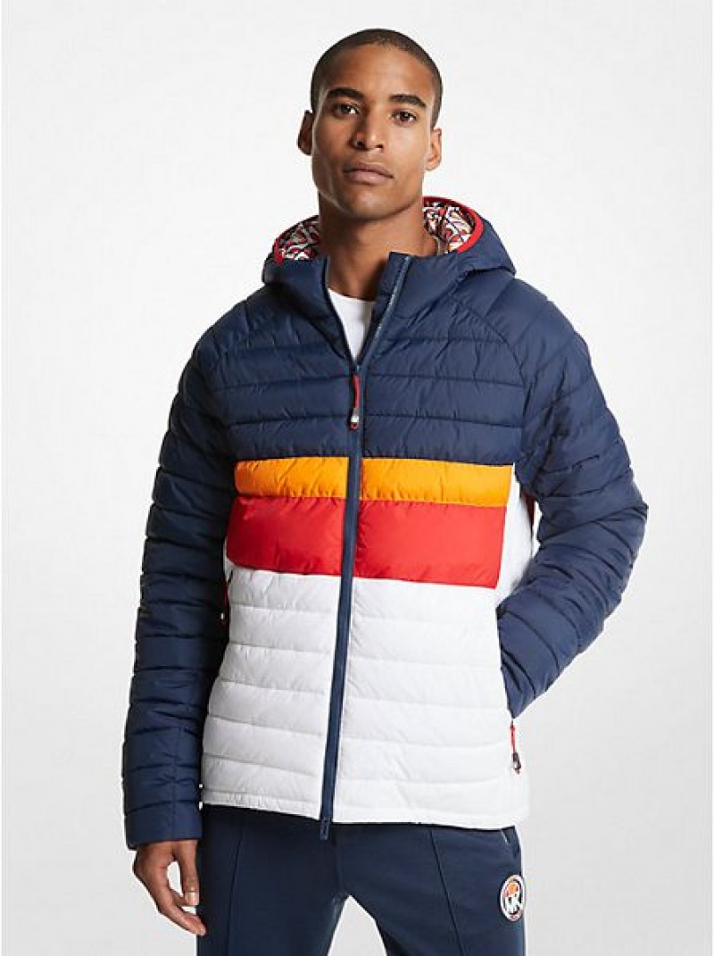 Casaco Michael Kors Mk X Ellesse Breckenridge Color-blocked Acolchoado Nylon Puffer Multicoloridas | 360718-MKO