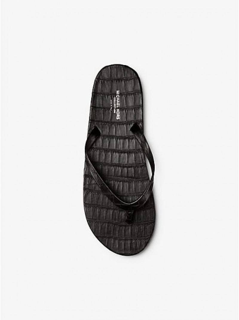 Chinelos de Dedo Michael Kors Dakota Crocodile Pretas | 847193-HKB