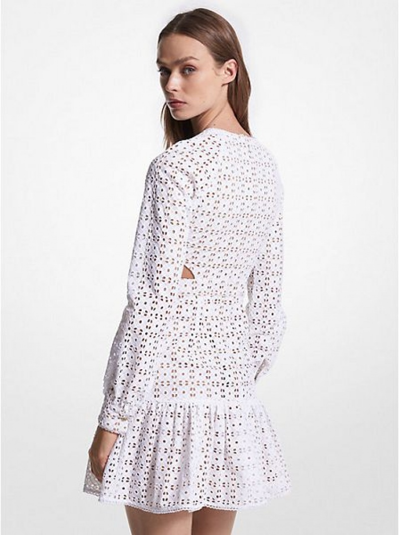 Minivestido Michael Kors Algodão Eyelet Cutout Branco | 467290-USQ