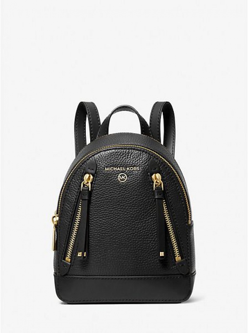 Mochila Michael Kors Brooklyn Extra-small Pebbled Couro Pretas | 085312-XWL