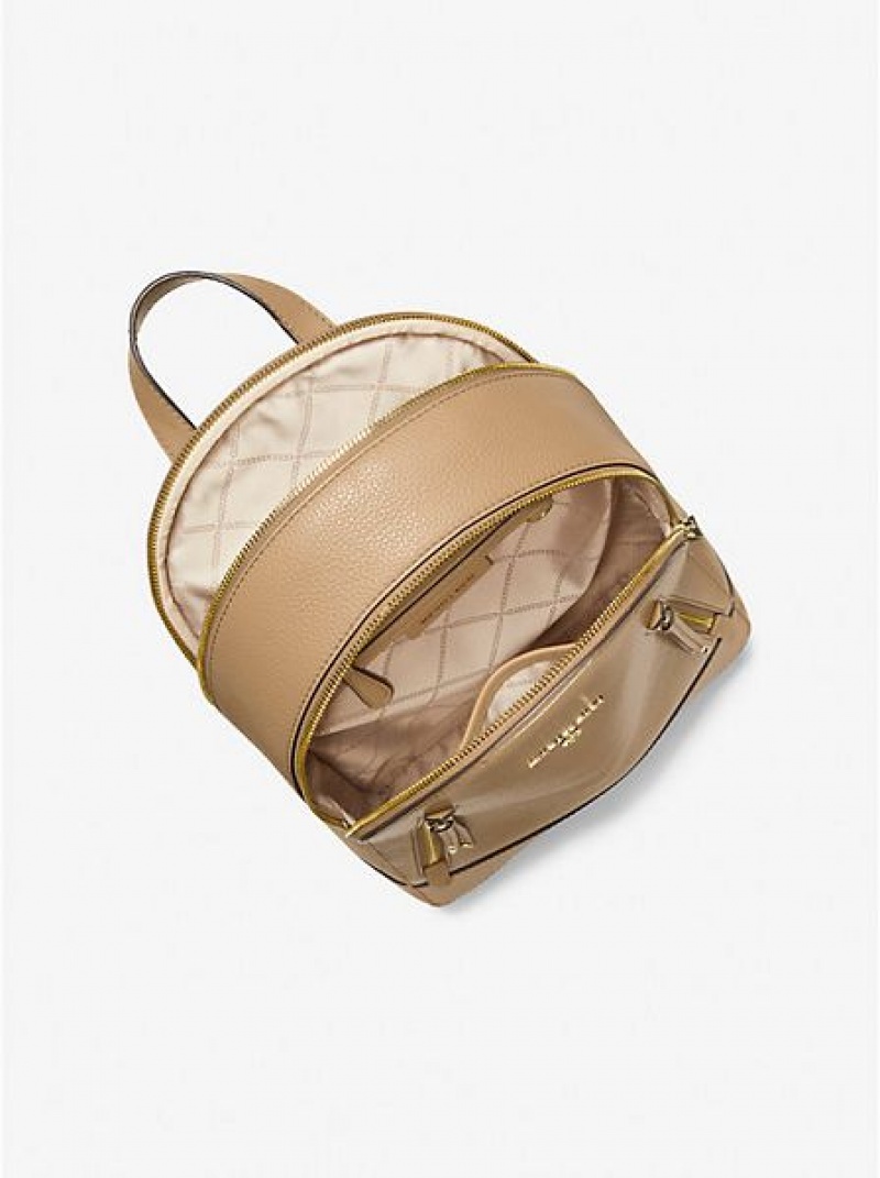 Mochila Michael Kors Brooklyn Medium Pebbled Couro Marrom | 139074-MTI