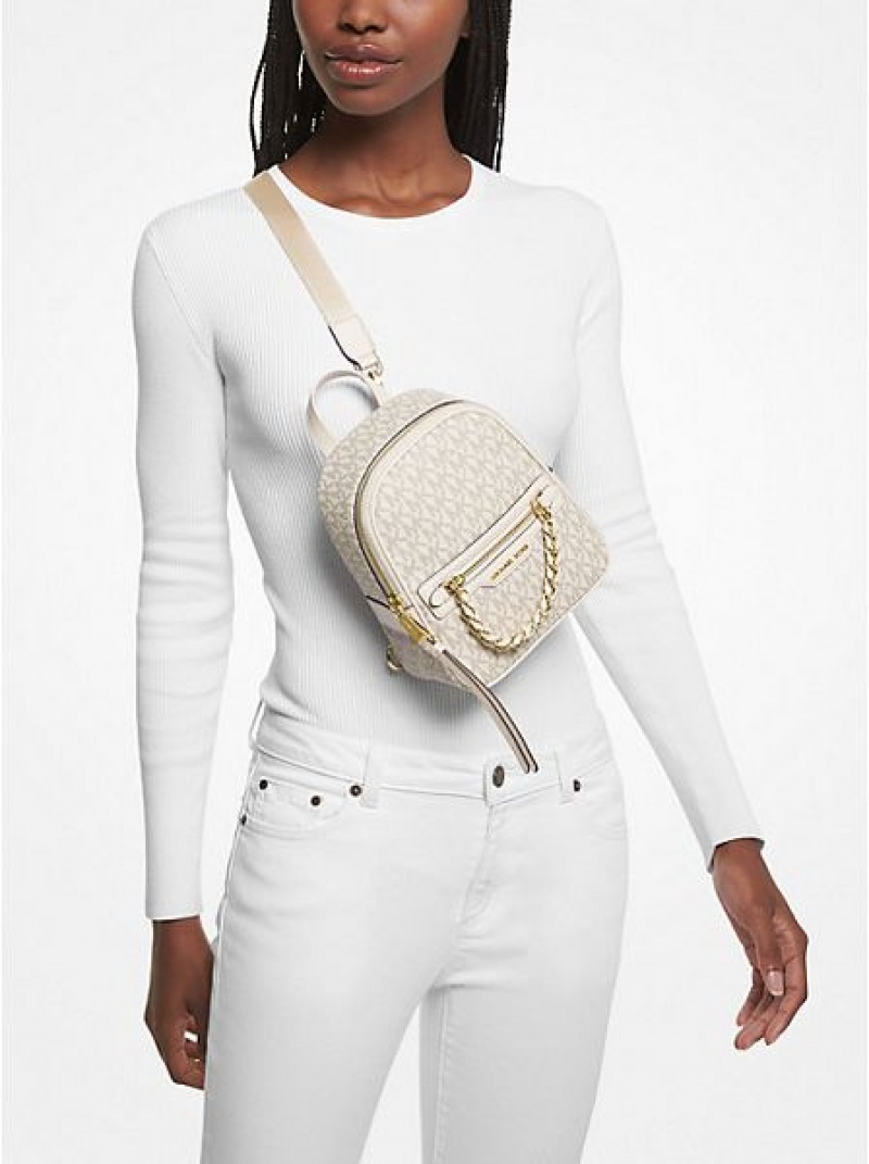 Mochila Michael Kors Elliot Extra-small Logo Creme | 951826-BIO