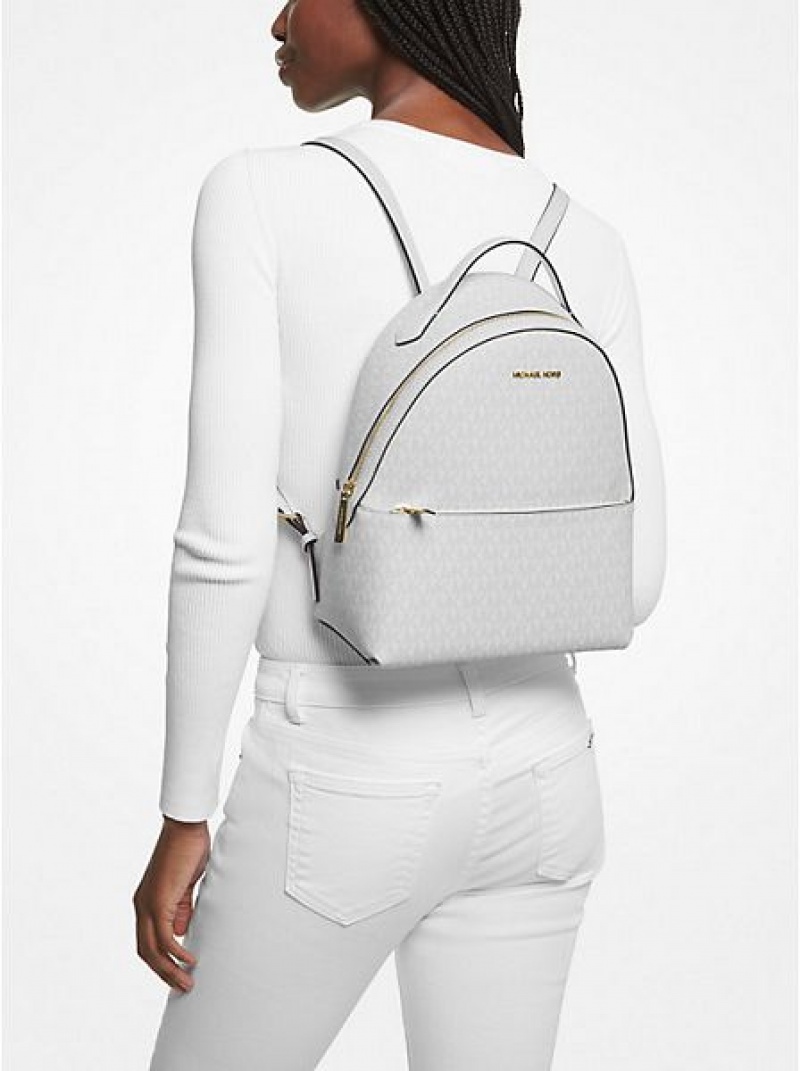 Mochila Michael Kors Sheila Medium Logo Branco | 873456-LCY