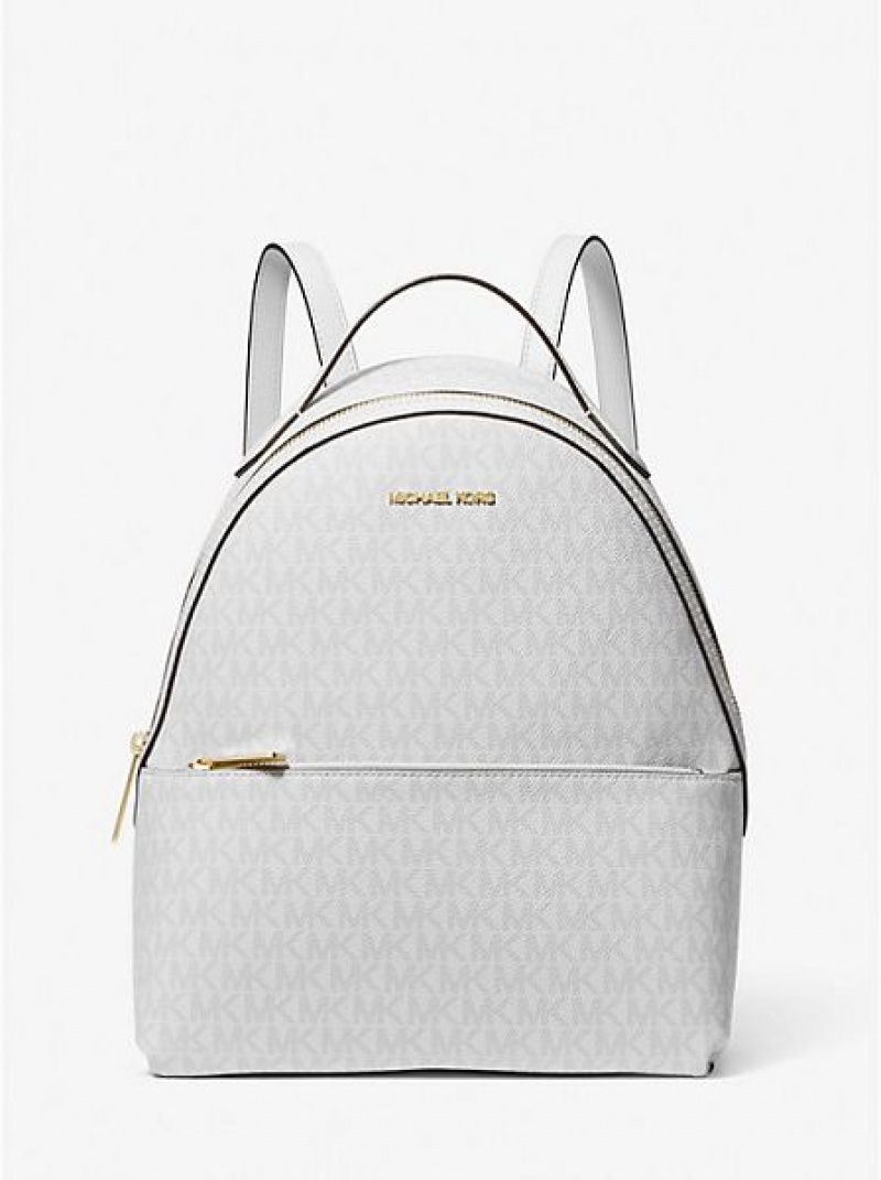 Mochila Michael Kors Sheila Medium Logo Branco | 873456-LCY