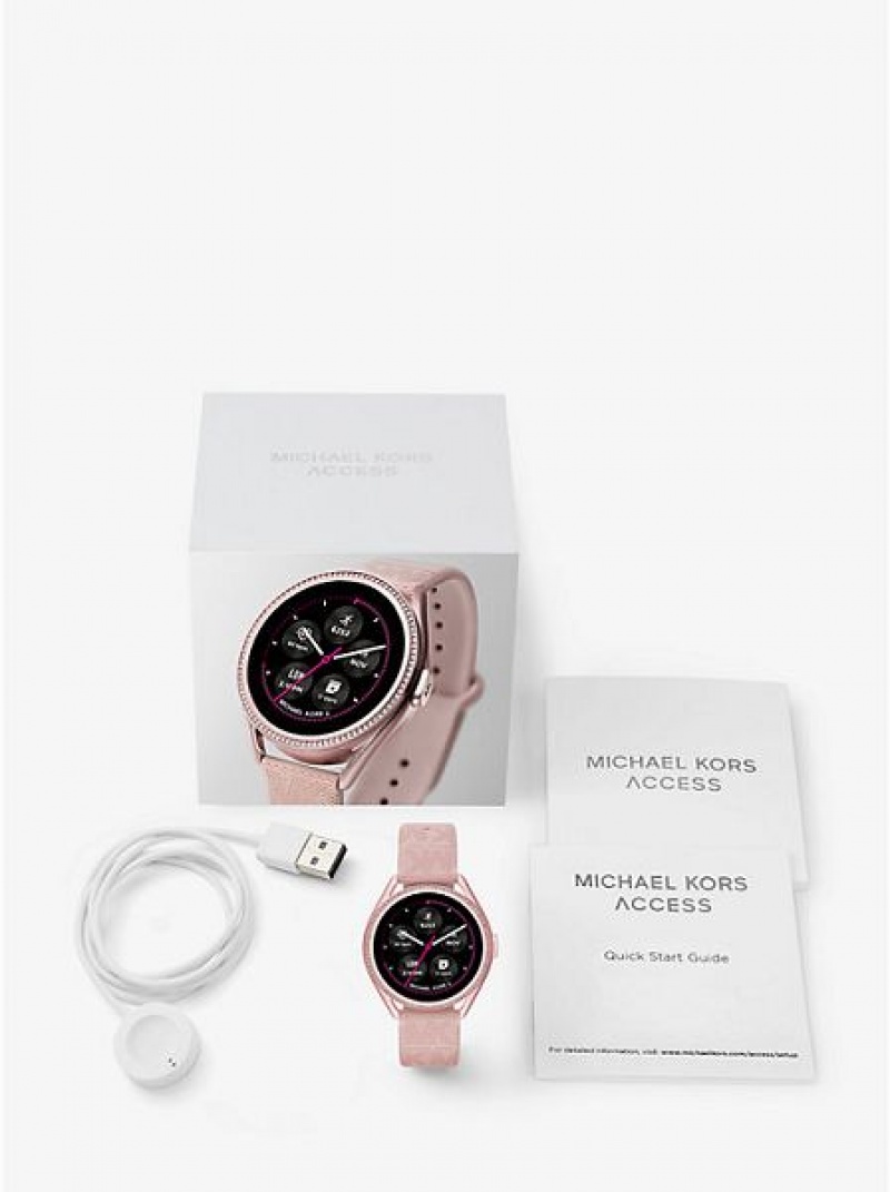 Relógios Michael Kors Access Gen 5e Mkgo And Logo Rubber Smart Rosa | 709146-KOD