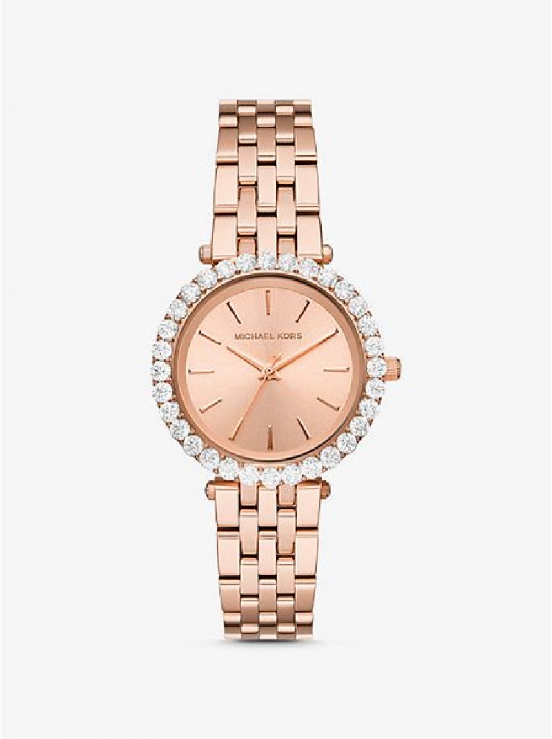 Relógios Michael Kors Darci Pave Rosa Douradas | 670852-CIB