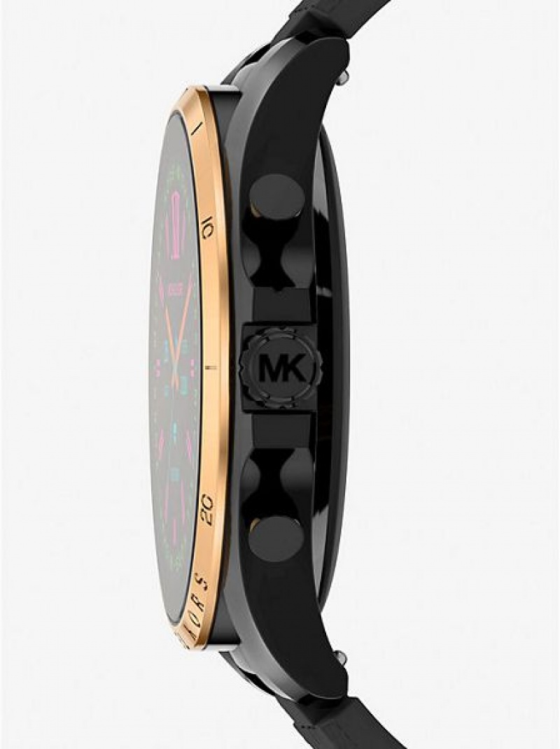 Relógios Michael Kors Gen 6 Bradshaw And Logo Silicone Smart Pretas Douradas | 278934-PXW