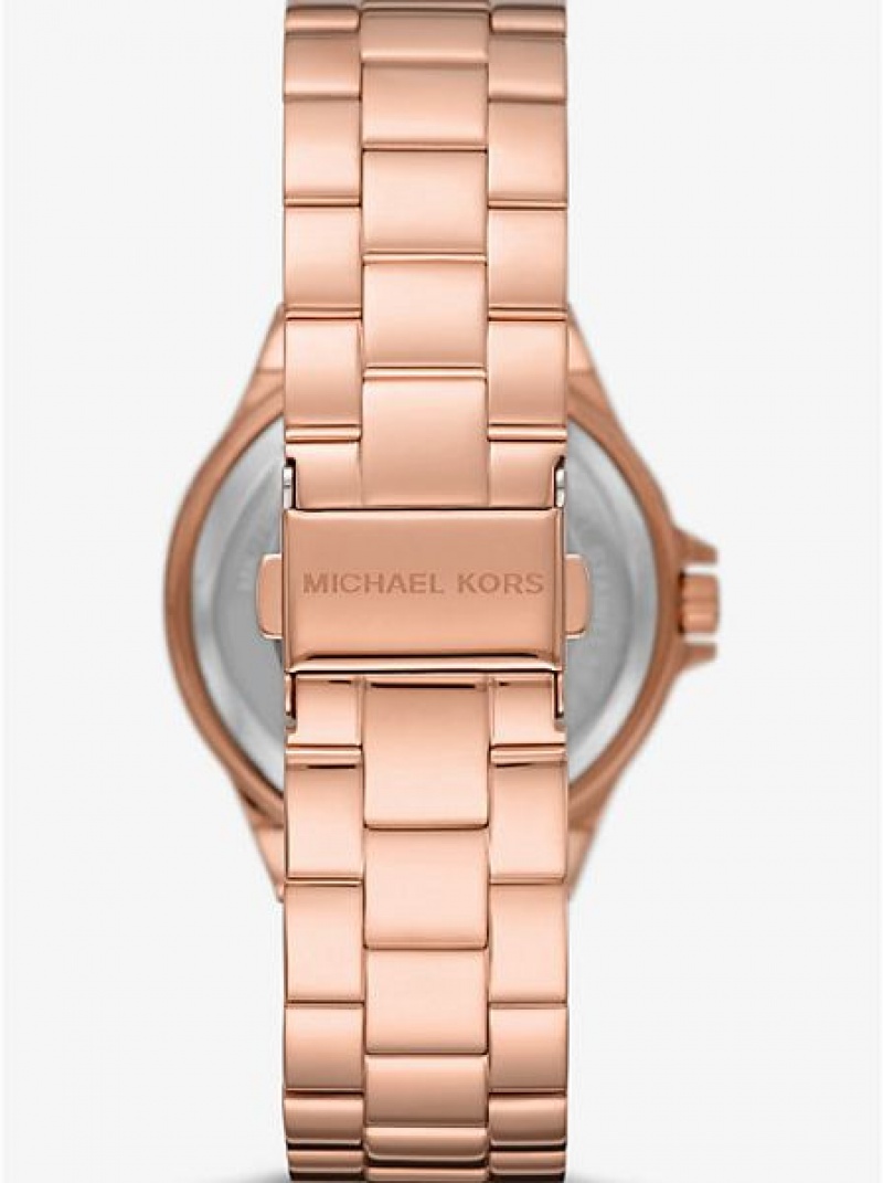 Relógios Michael Kors Lennox Pave Logo Rosa Douradas | 192387-MKN