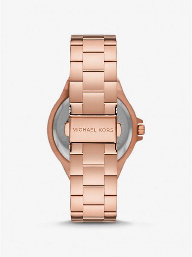 Relógios Michael Kors Lennox Pave Logo Rosa Douradas | 724519-ZKM