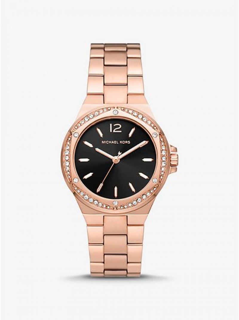 Relógios Michael Kors Lennox Pave Rosa Douradas | 683470-GXP