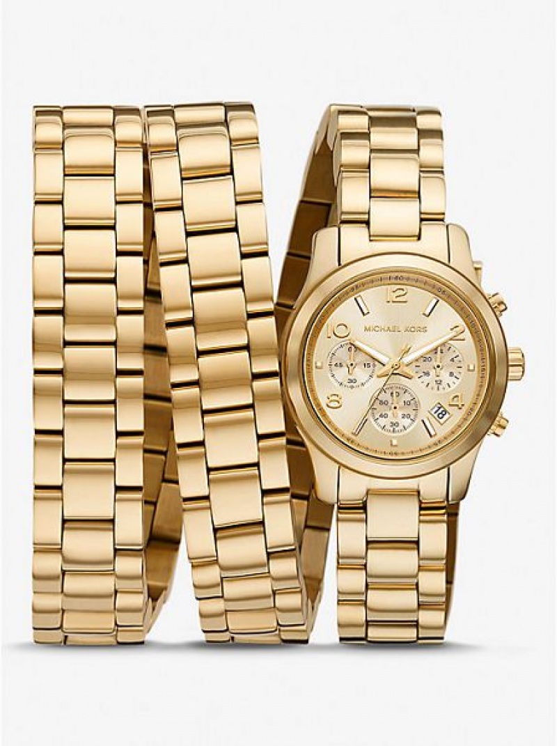 Relógios Michael Kors Limited-edition Runway 18k Stainless Steel Wrap Douradas | 748290-WKZ