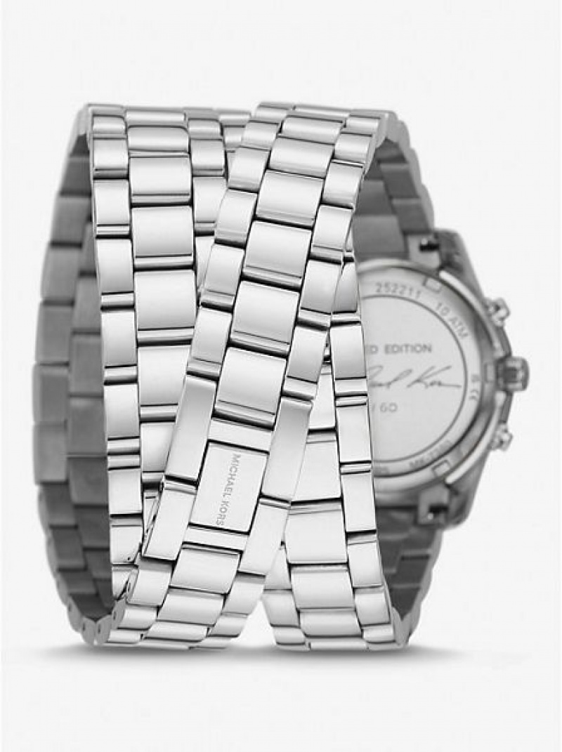 Relógios Michael Kors Limited-edition Runway Rhodium-plated Stainless Steel Wrap Prateadas | 468275-DYF