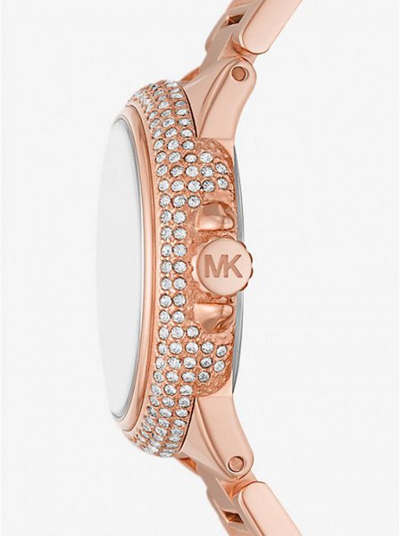 Relógios Michael Kors Mini Camille Pave Rosa Douradas | 712390-VRW