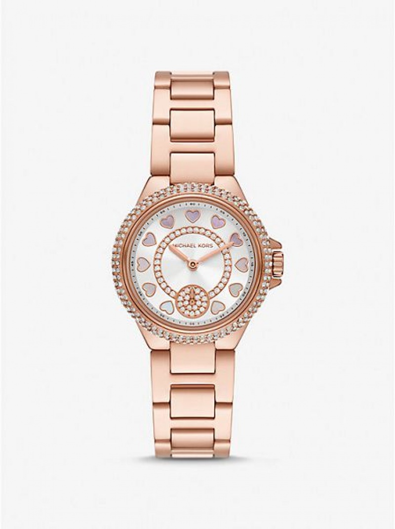 Relógios Michael Kors Mini Camille Pave Rosa Douradas | 712390-VRW