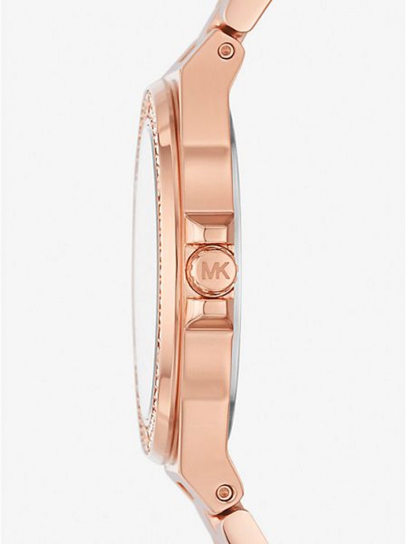 Relógios Michael Kors Mini Lennox Pave Rosa Douradas | 497201-ORV