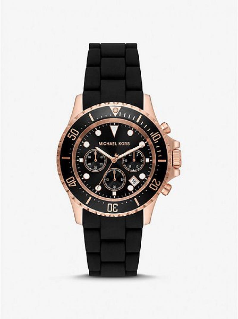 Relógios Michael Kors Oversized Everest And Silicone Rosa Douradas | 680295-WGT