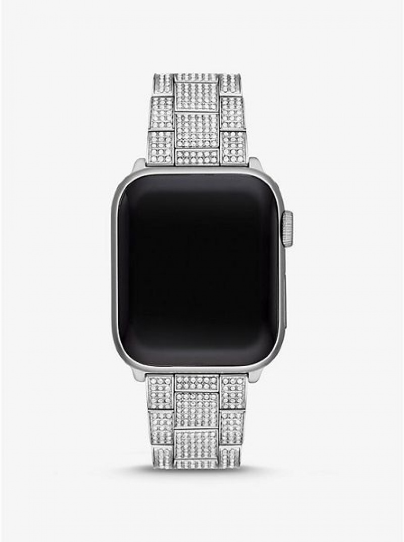 Relógios Michael Kors Pave Alças For Apple Prateadas | 830516-GEH