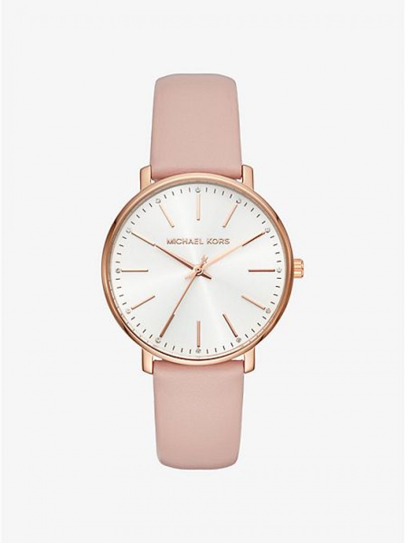 Relógios Michael Kors Pyper Couro Rosa Douradas | 097218-DRB