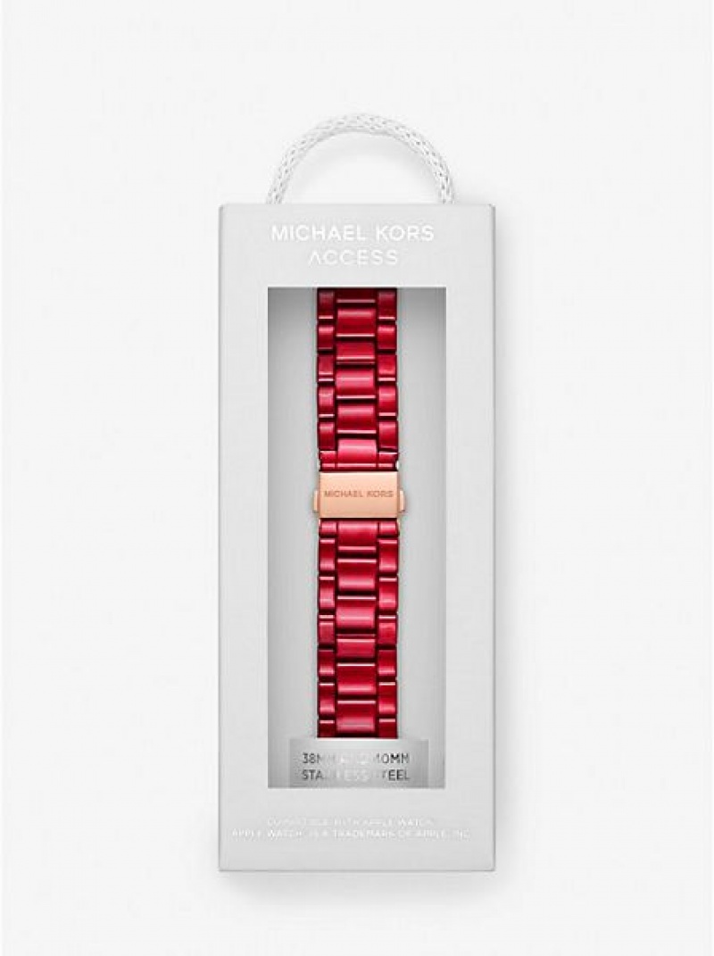 Relógios Michael Kors Red-coated Stainless Steel Alças For Apple Vermelhas | 934568-CYJ