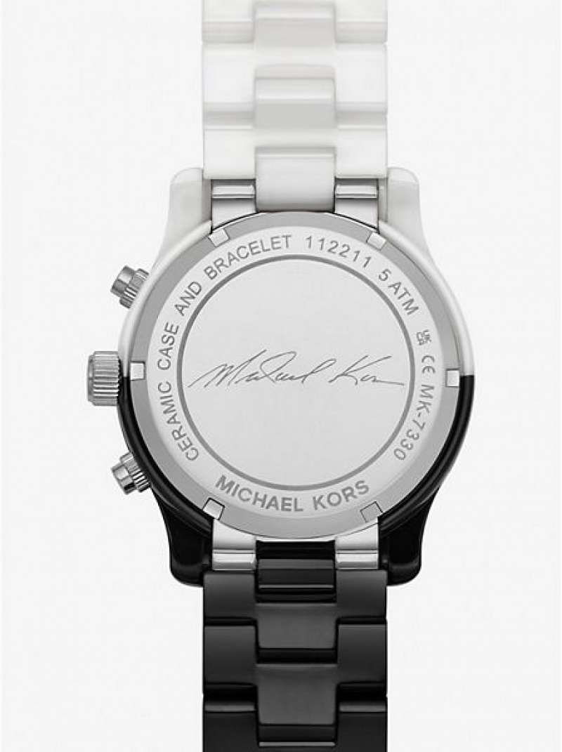 Relógios Michael Kors Runway Cerâmica Pretas Branco | 705346-TYV