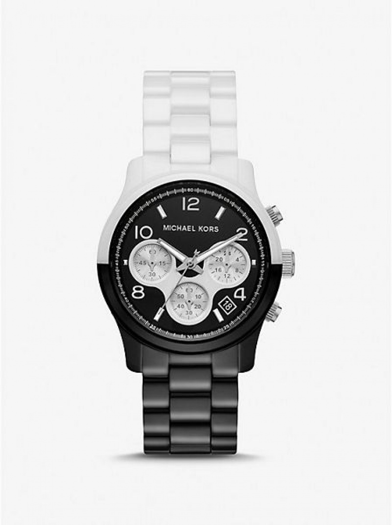 Relógios Michael Kors Runway Cerâmica Pretas Branco | 705346-TYV