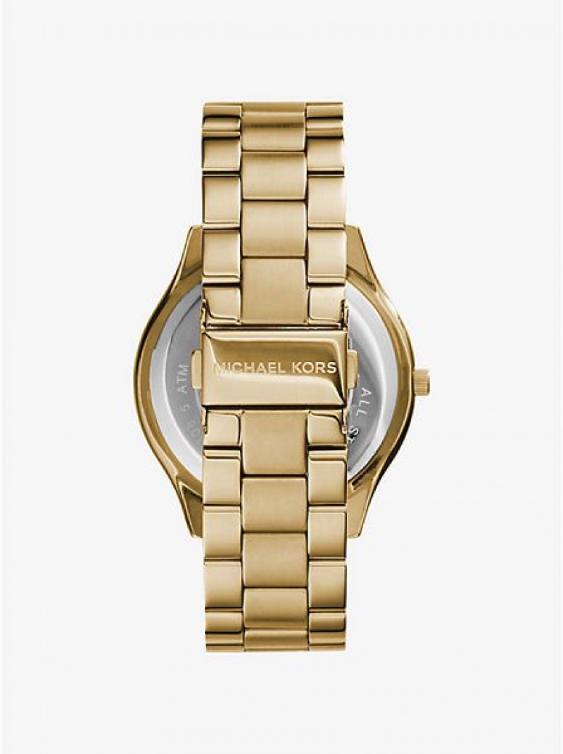 Relógios Michael Kors Slim Runway Stainless Steel Douradas | 736895-AUF