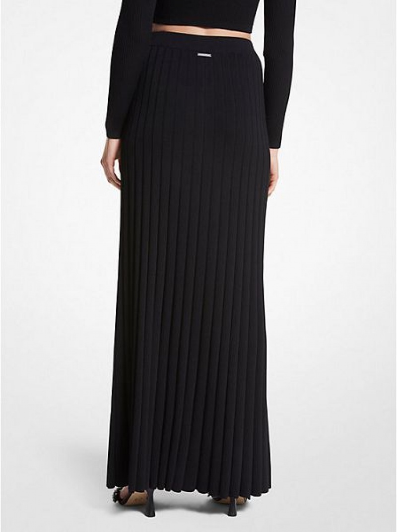 Saias Michael Kors Com Nervuras Stretch Knit Maxi Pretas | 801976-VCS