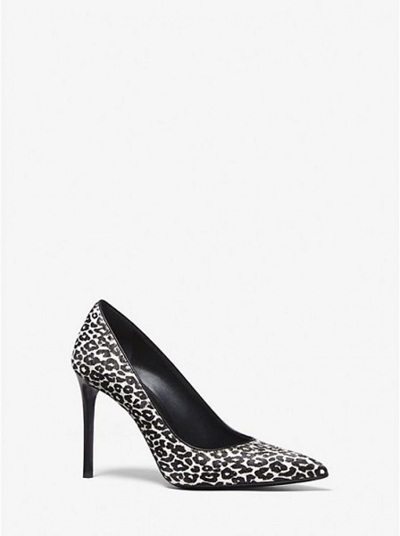 Saltos Michael Kors Gretel Leopard Print Calf Hair Pretas Branco | 329847-EXB