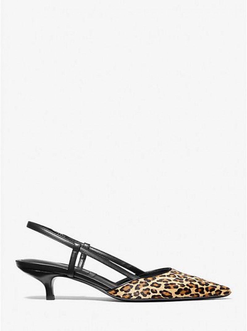 Saltos Michael Kors Hallie Leopard Print Calf Hair Marrom | 236190-VTD