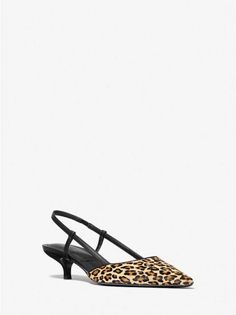 Saltos Michael Kors Hallie Leopard Print Calf Hair Marrom | 236190-VTD