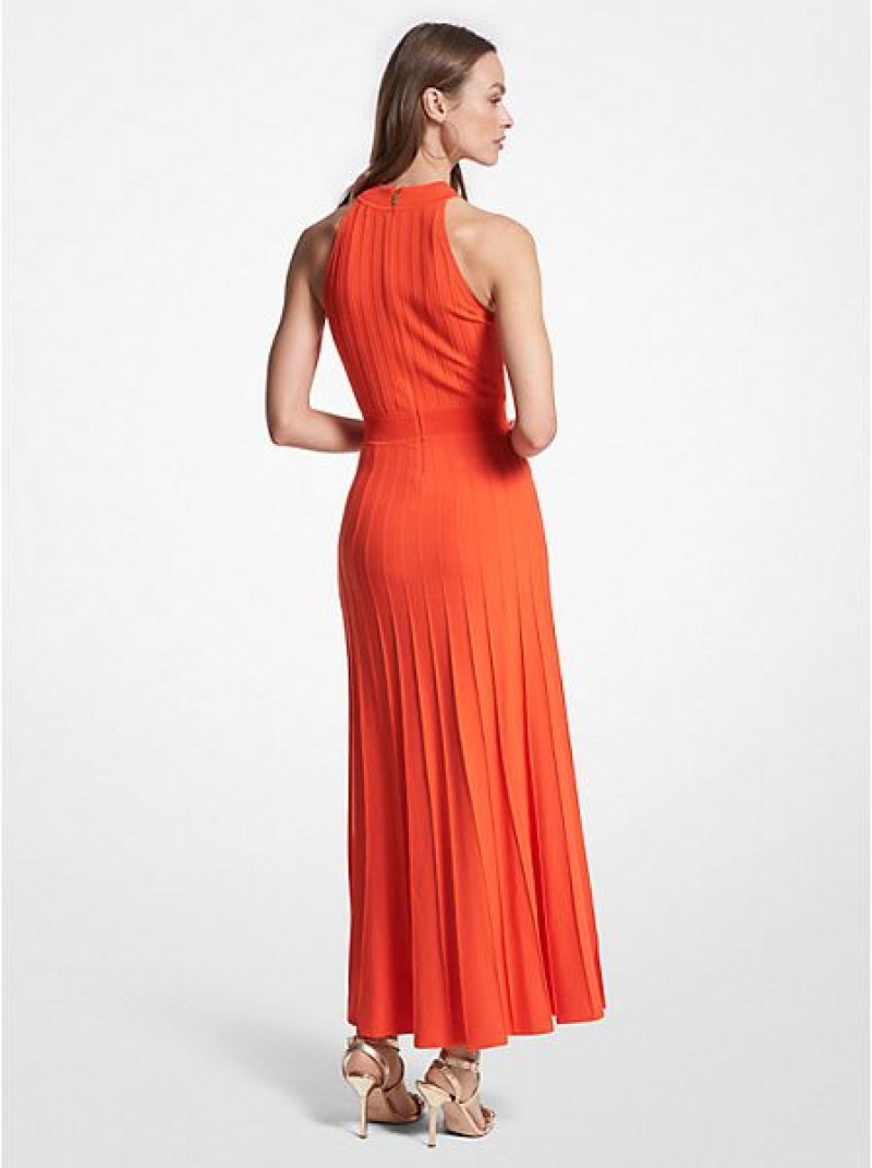 Vestidos Michael Kors Com Nervuras Stretch Knit Halter Laranja | 017248-TKS