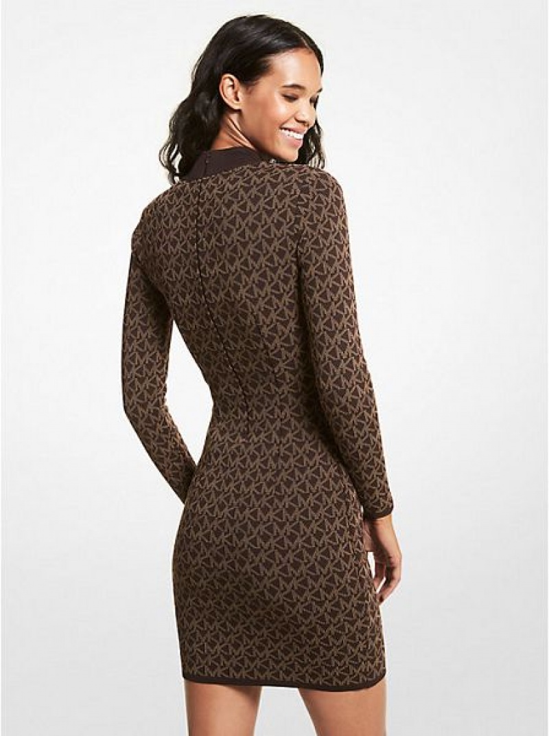 Vestidos Michael Kors Logo Jacquard Mock Neck Moletom Chocolate | 497520-BFH