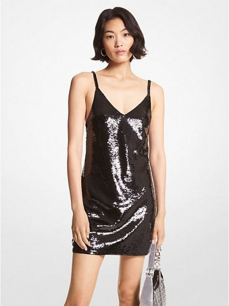 Vestidos Michael Kors Sequined Mesh Tank Pretas | 510768-QMF