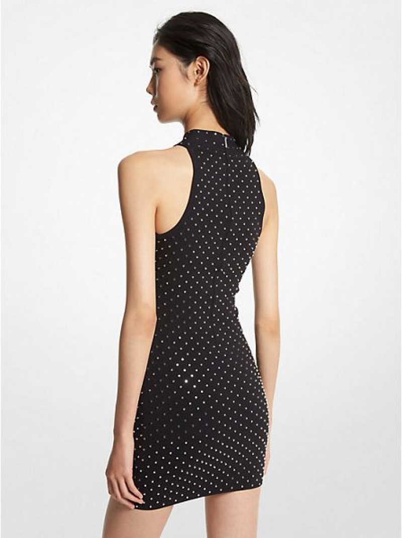 Vestidos Michael Kors Studded Stretch Knit Halter Pretas Prateadas | 780435-HIZ