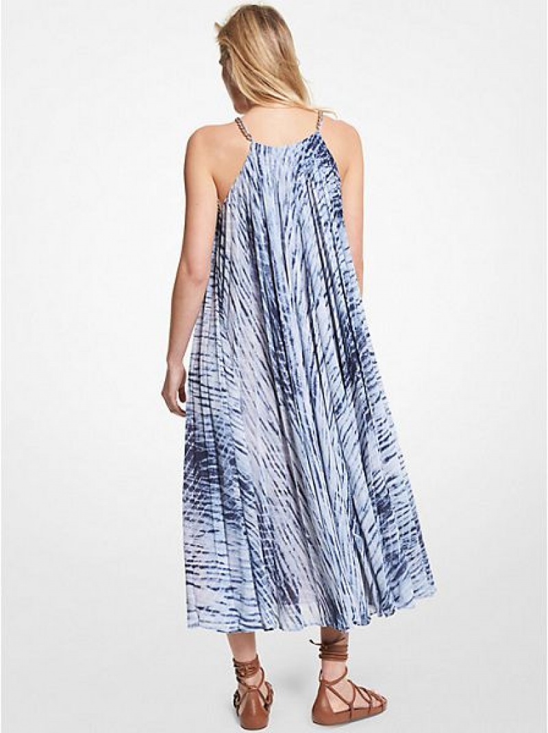 Vestidos Michael Kors Tie Dye Georgette Halter Azul Marinho Branco | 579608-MYJ